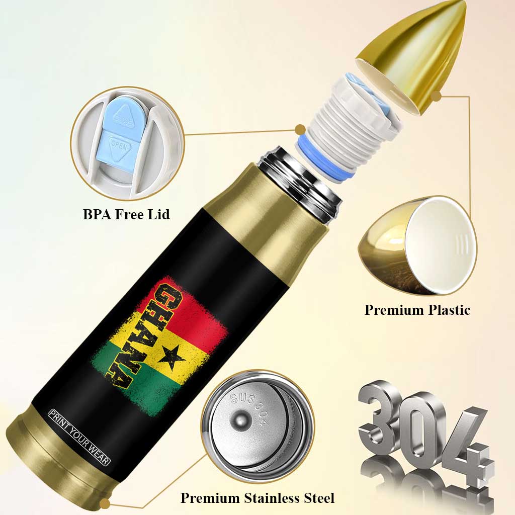 Vintage Distressed Ghana Flag Bullet Tumbler Ghanaian Heritage Africa Ghanese Roots