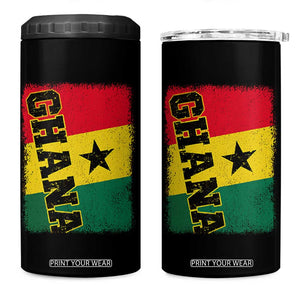 Vintage Distressed Ghana Flag 4 in 1 Can Cooler Tumbler Ghanaian Heritage Africa Ghanese Roots