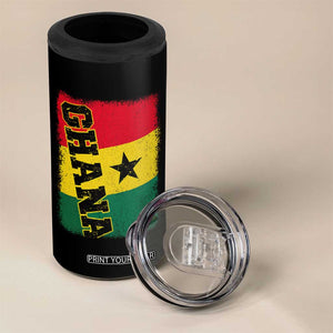 Vintage Distressed Ghana Flag 4 in 1 Can Cooler Tumbler Ghanaian Heritage Africa Ghanese Roots