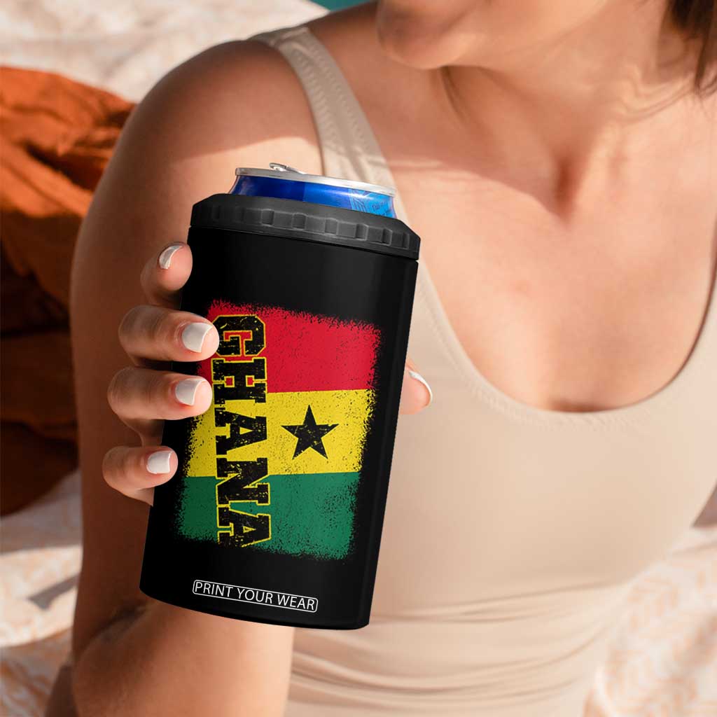 Vintage Distressed Ghana Flag 4 in 1 Can Cooler Tumbler Ghanaian Heritage Africa Ghanese Roots