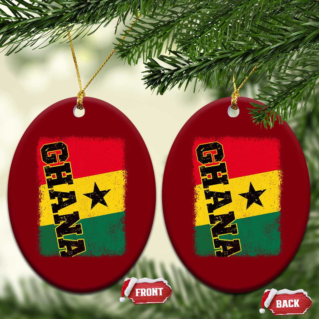 Vintage Distressed Ghana Flag Ceramic Ornament Ghanaian Heritage Africa Ghanese Roots