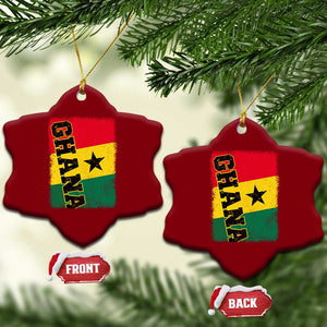 Vintage Distressed Ghana Flag Ceramic Ornament Ghanaian Heritage Africa Ghanese Roots