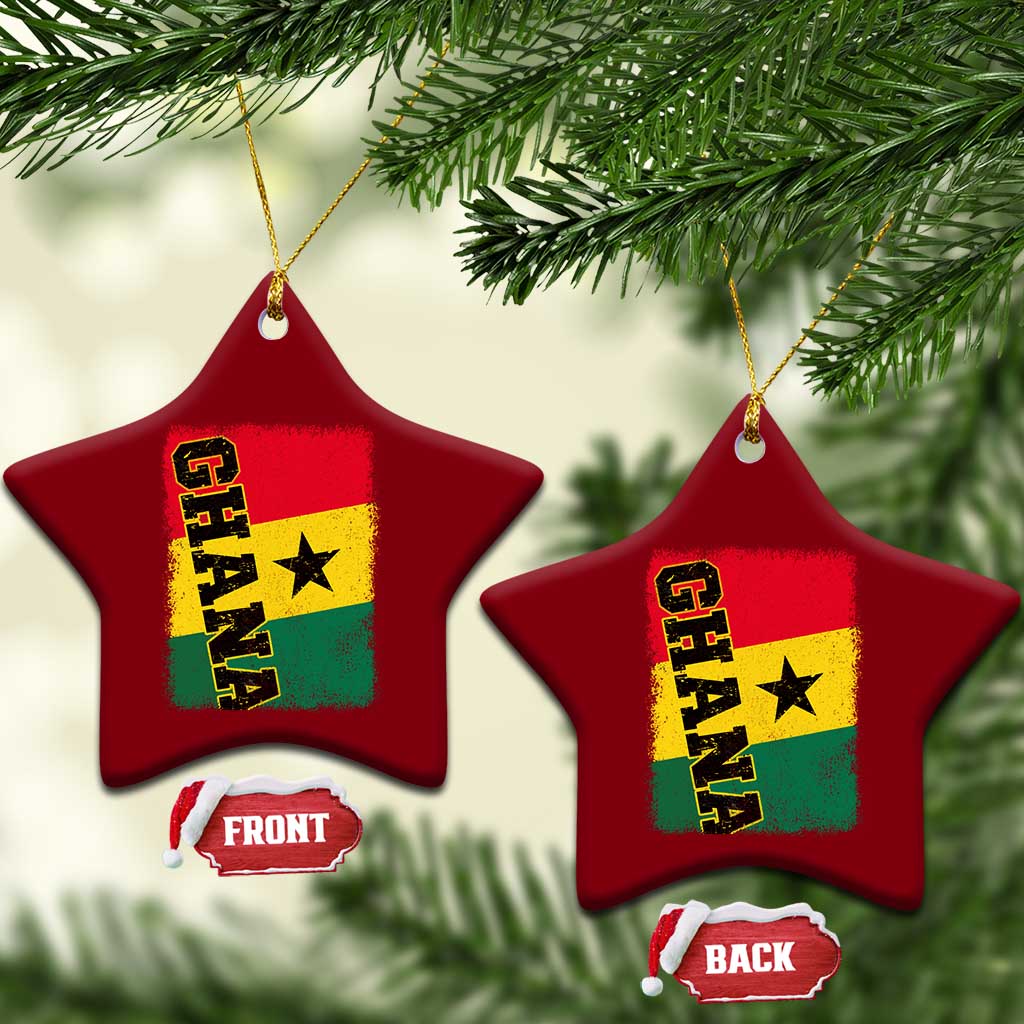 Vintage Distressed Ghana Flag Ceramic Ornament Ghanaian Heritage Africa Ghanese Roots