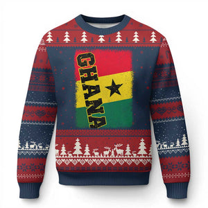 Vintage Distressed Ghana Flag Ugly Christmas Sweater Ghanaian Heritage Africa Ghanese Roots