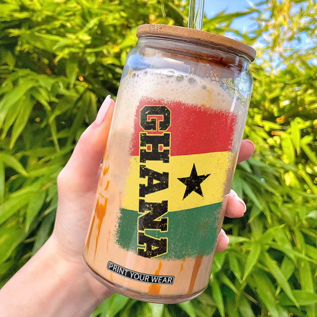 Vintage Distressed Ghana Flag Glass Can Ghanaian Heritage Africa Ghanese Roots