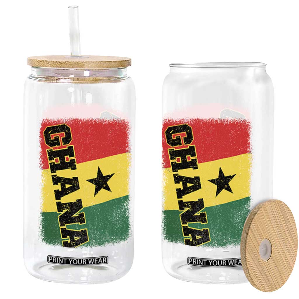Vintage Distressed Ghana Flag Glass Can Ghanaian Heritage Africa Ghanese Roots