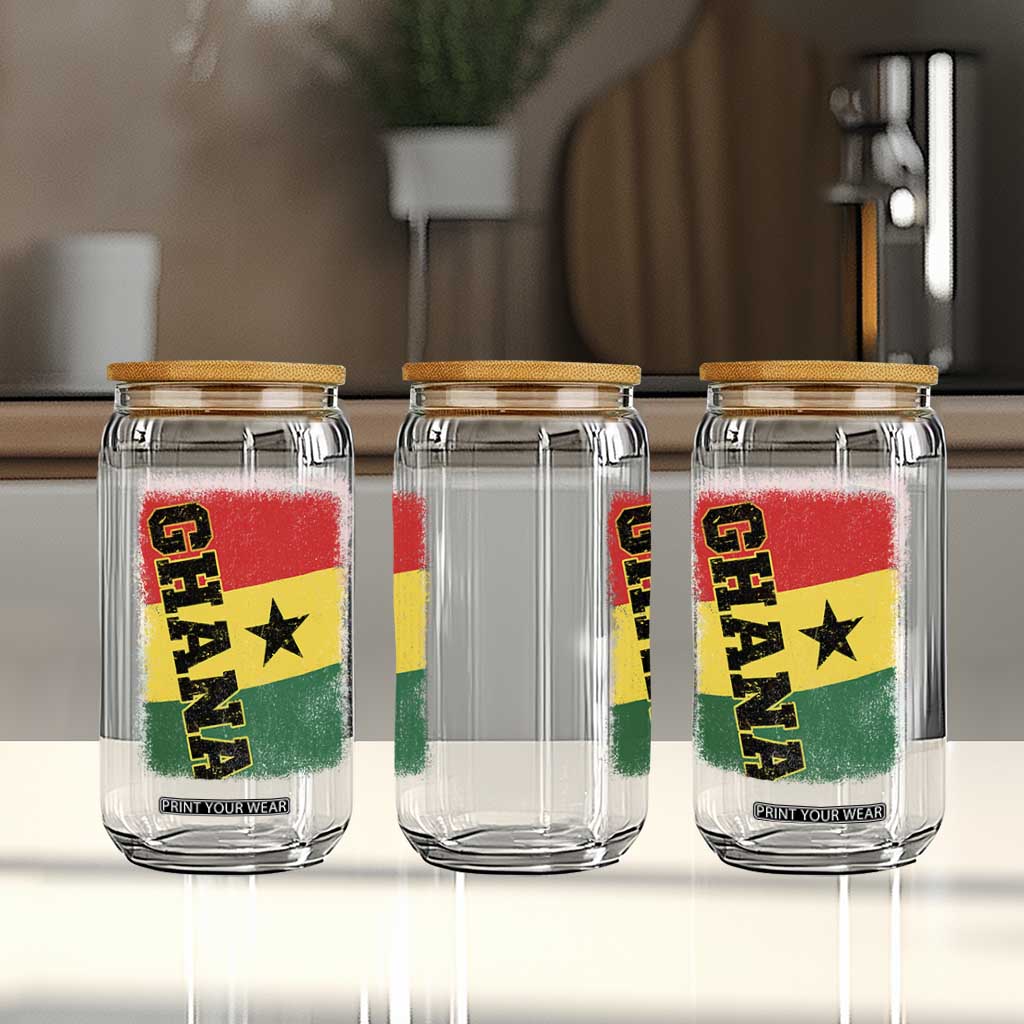 Vintage Distressed Ghana Flag Glass Can Ghanaian Heritage Africa Ghanese Roots