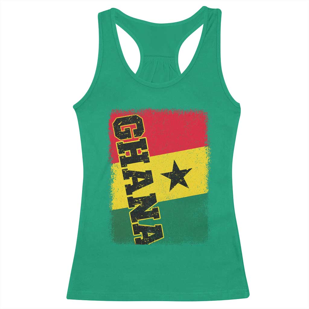 Vintage Distressed Ghana Flag Racerback Tank Top Ghanaian Heritage Africa Ghanese Roots