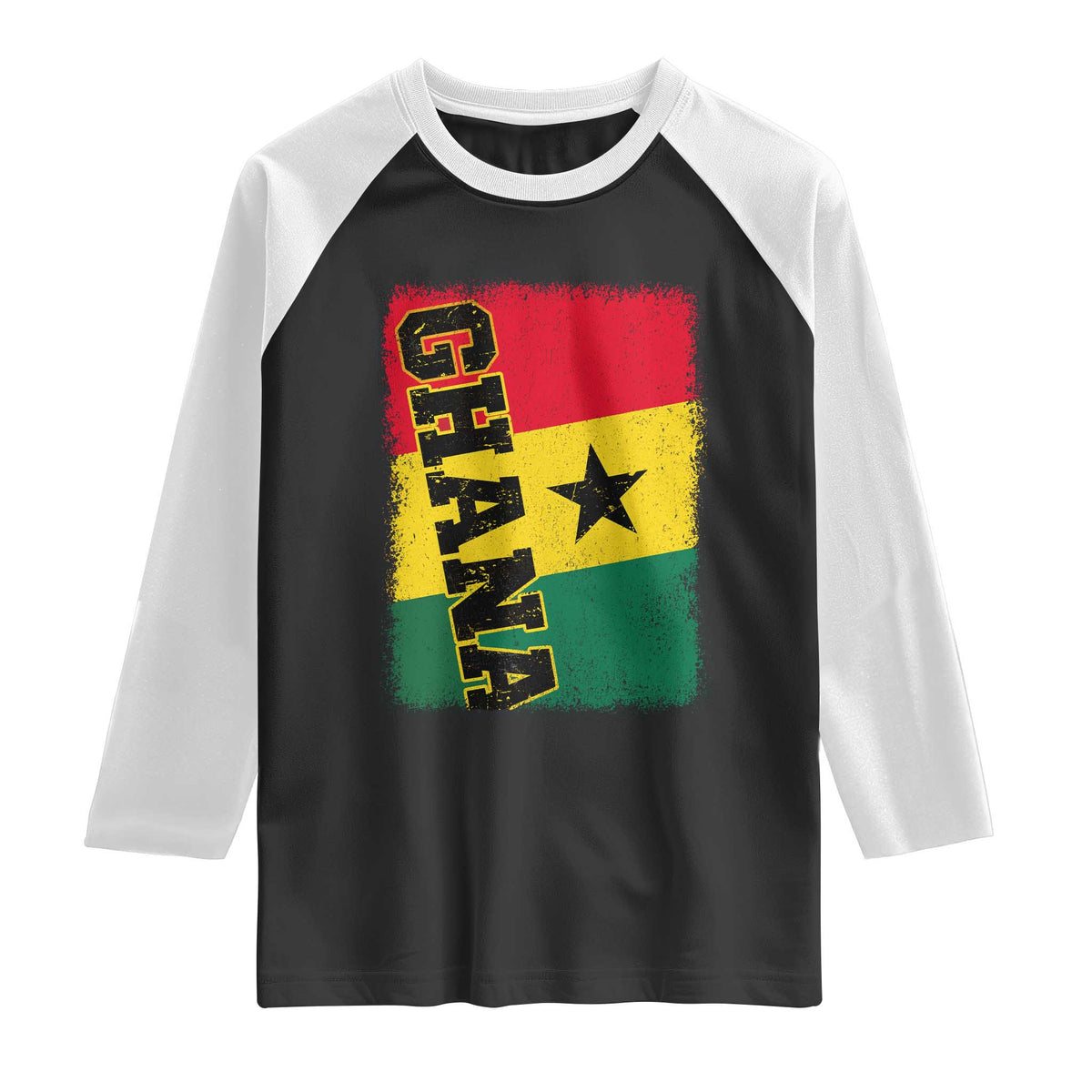Vintage Distressed Ghana Flag Raglan Shirt Ghanaian Heritage Africa Ghanese Roots