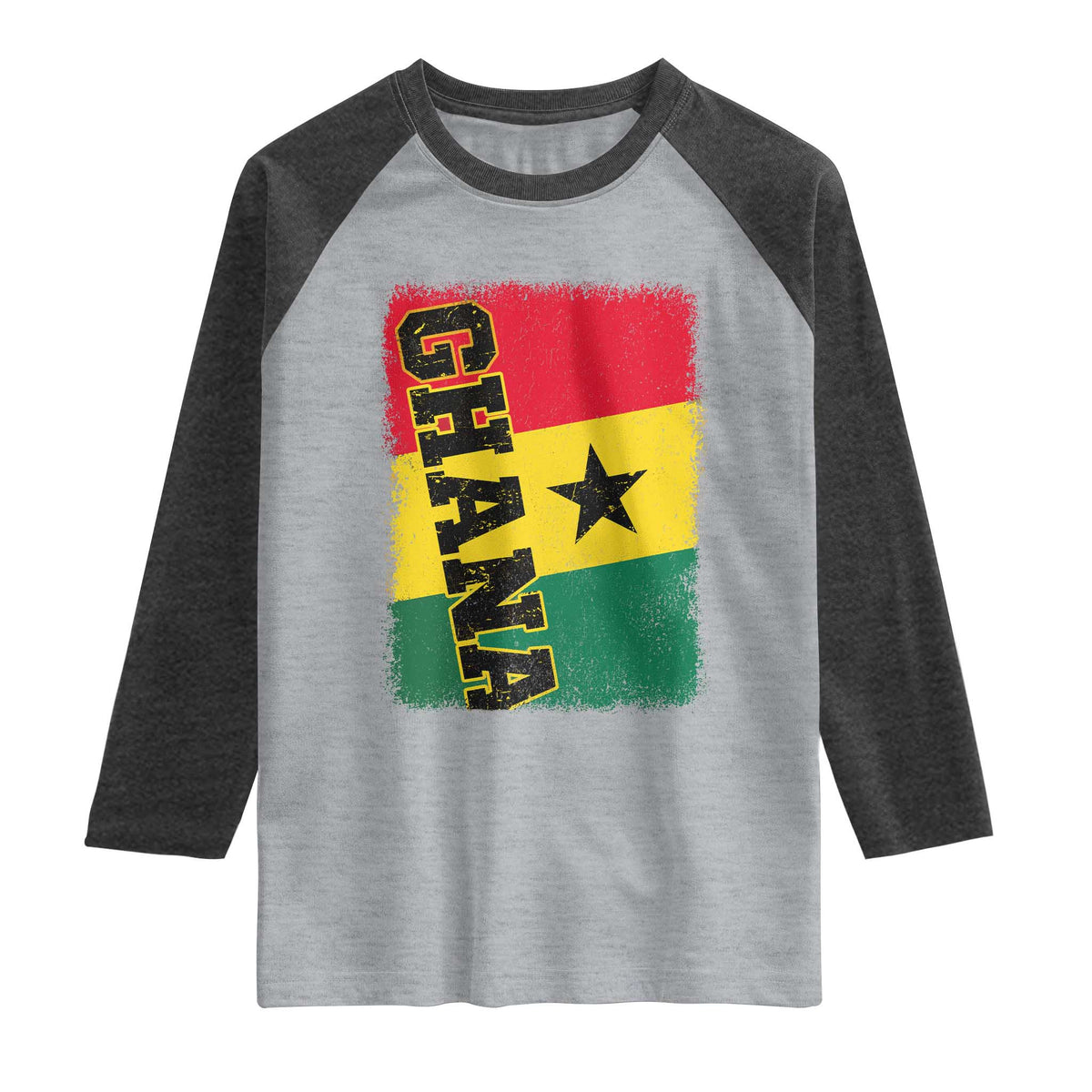 Vintage Distressed Ghana Flag Raglan Shirt Ghanaian Heritage Africa Ghanese Roots