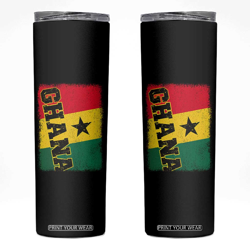 Vintage Distressed Ghana Flag Skinny Tumbler Ghanaian Heritage Africa Ghanese Roots