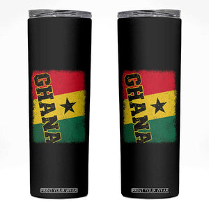 Vintage Distressed Ghana Flag Skinny Tumbler Ghanaian Heritage Africa Ghanese Roots