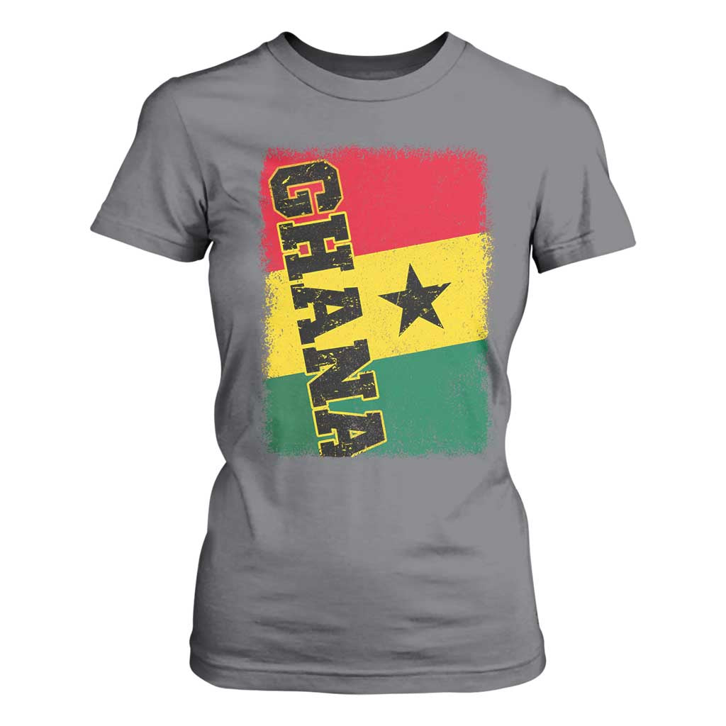 Vintage Distressed Ghana Flag T Shirt For Women Ghanaian Heritage Africa Ghanese Roots