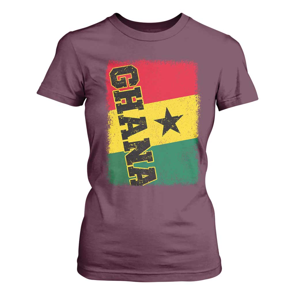 Vintage Distressed Ghana Flag T Shirt For Women Ghanaian Heritage Africa Ghanese Roots