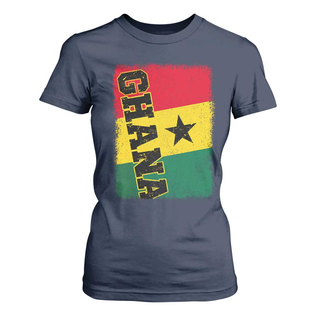 Vintage Distressed Ghana Flag T Shirt For Women Ghanaian Heritage Africa Ghanese Roots