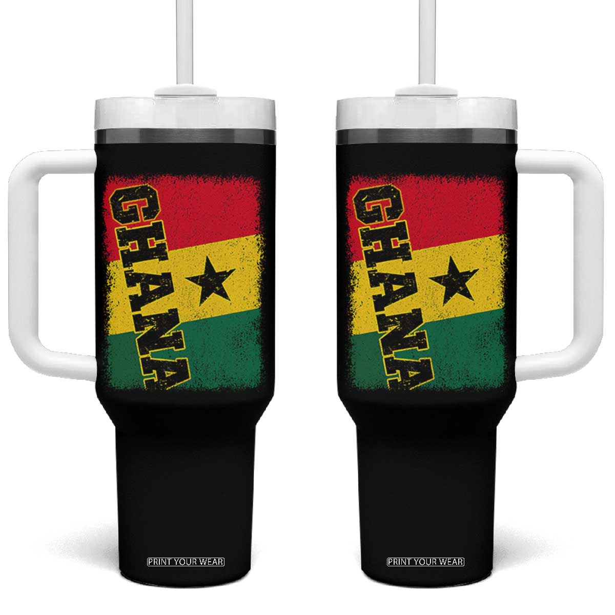 Vintage Distressed Ghana Flag Tumbler With Handle Ghanaian Heritage Africa Ghanese Roots