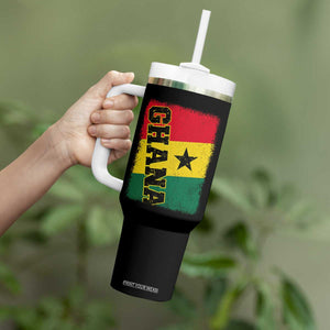 Vintage Distressed Ghana Flag Tumbler With Handle Ghanaian Heritage Africa Ghanese Roots