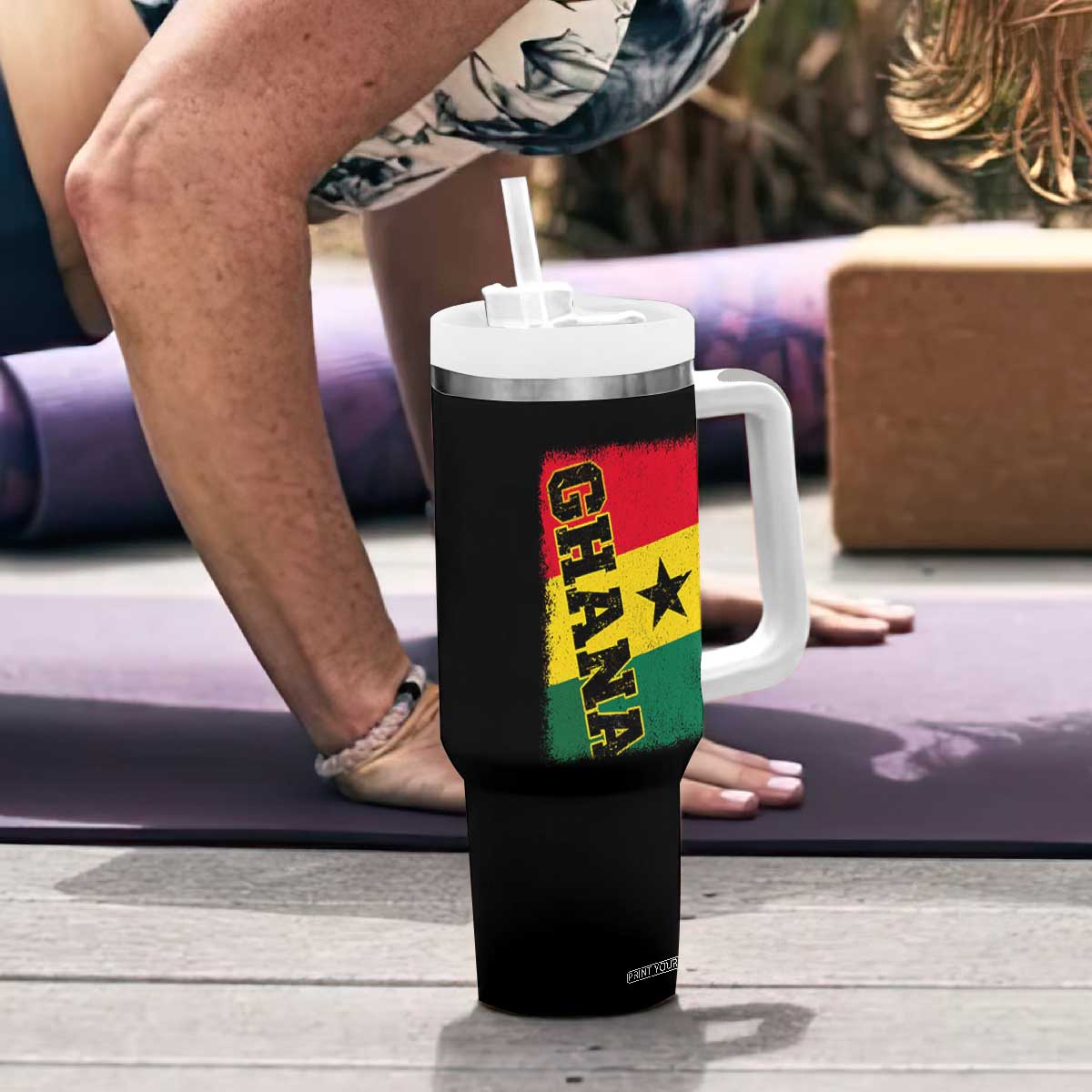 Vintage Distressed Ghana Flag Tumbler With Handle Ghanaian Heritage Africa Ghanese Roots