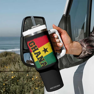 Vintage Distressed Ghana Flag Tumbler With Handle Ghanaian Heritage Africa Ghanese Roots