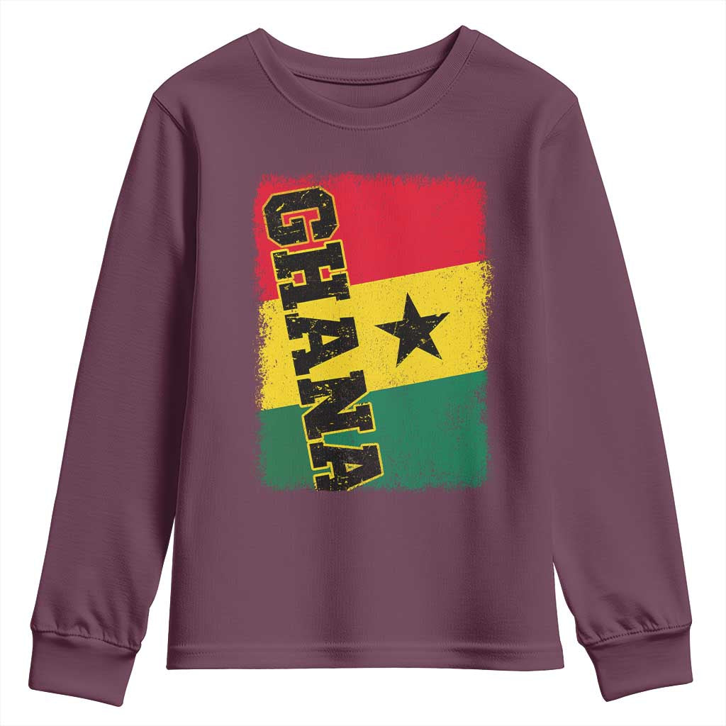 Vintage Distressed Ghana Flag Youth Sweatshirt Ghanaian Heritage Africa Ghanese Roots
