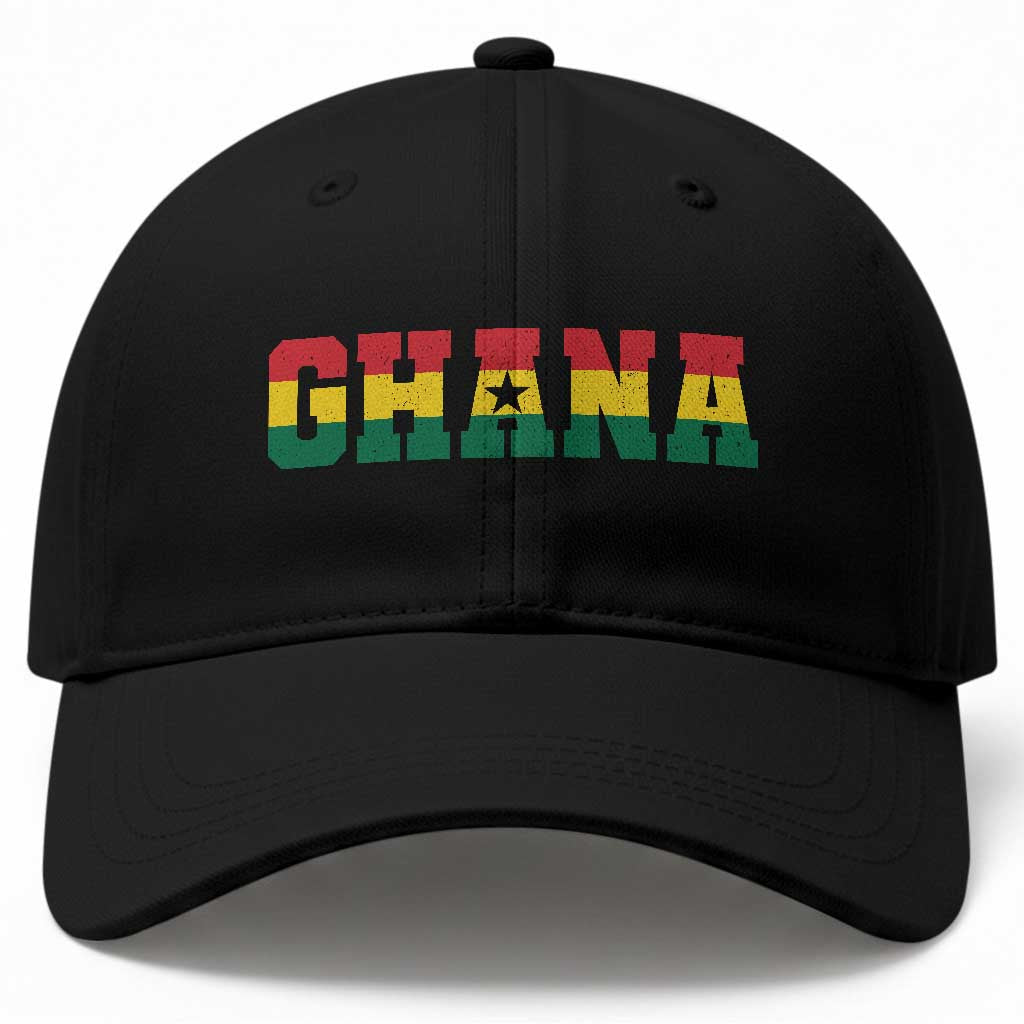 Ghana Flag Baseball Cap Varsity Lettering Design Ghanaian Pride Heritage Graphic