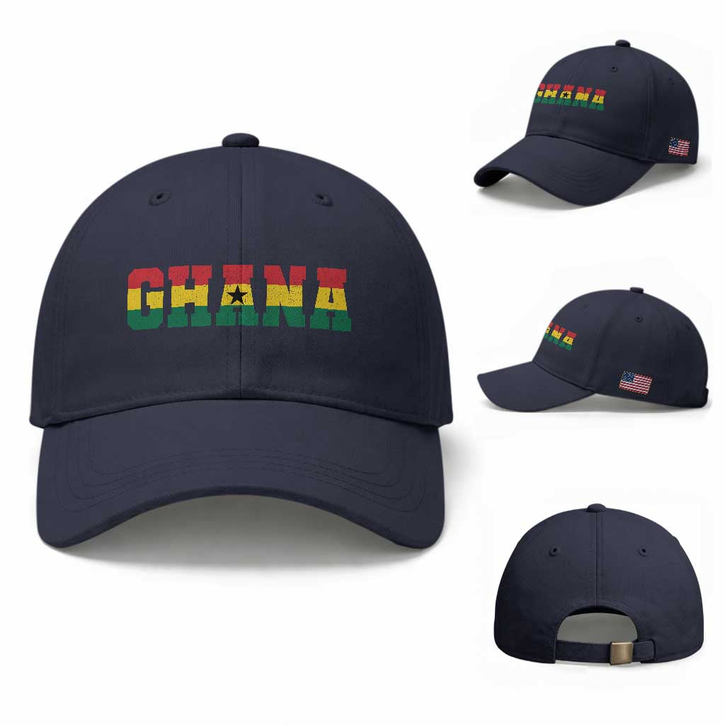 Ghana Flag Baseball Cap Varsity Lettering Design Ghanaian Pride Heritage Graphic