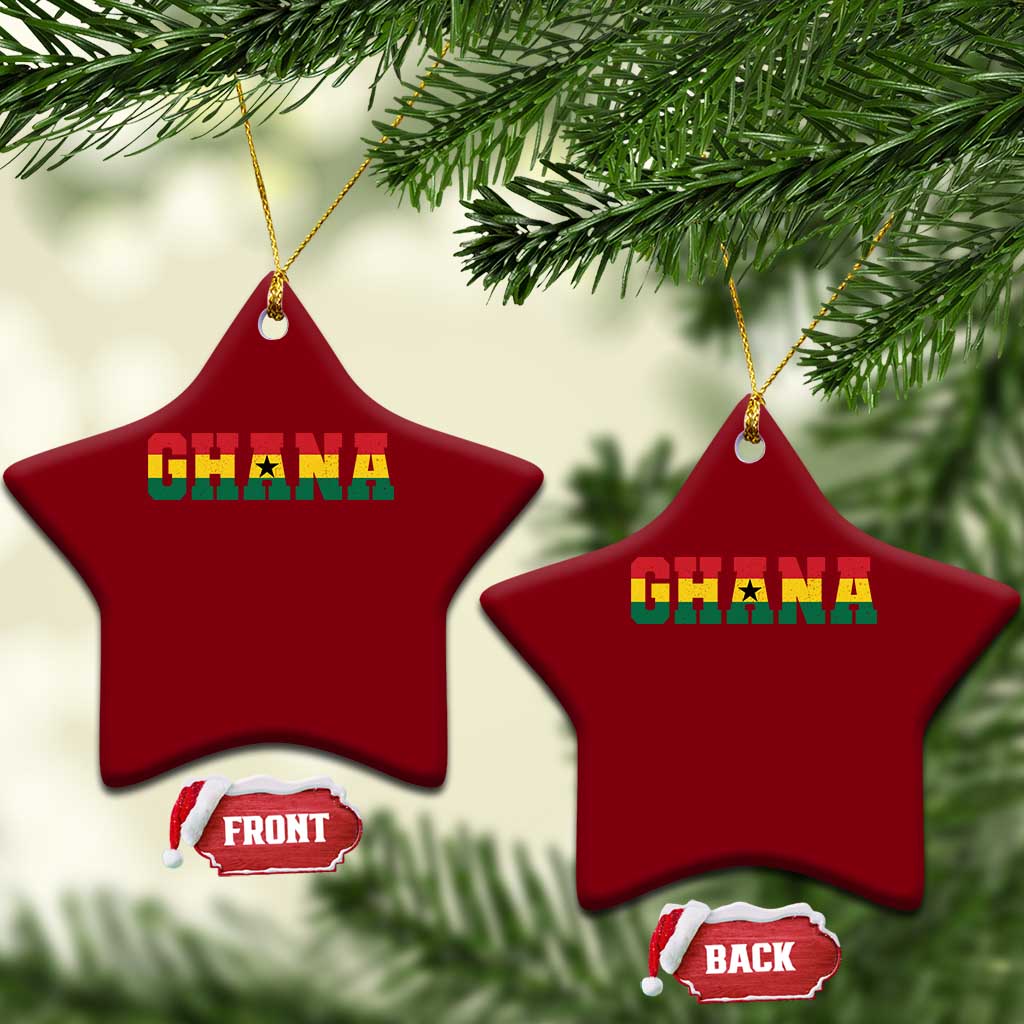 Ghana Flag Ceramic Ornament Varsity Lettering Design Ghanaian Pride Heritage Graphic