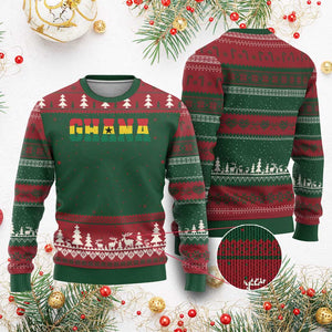 Ghana Flag Ugly Christmas Sweater Varsity Lettering Design Ghanaian Pride Heritage Graphic