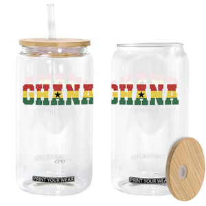 Ghana Flag Glass Can Varsity Lettering Design Ghanaian Pride Heritage Graphic
