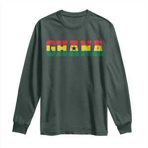 Ghana Flag Long Sleeve Shirt Varsity Lettering Design Ghanaian Pride Heritage Graphic