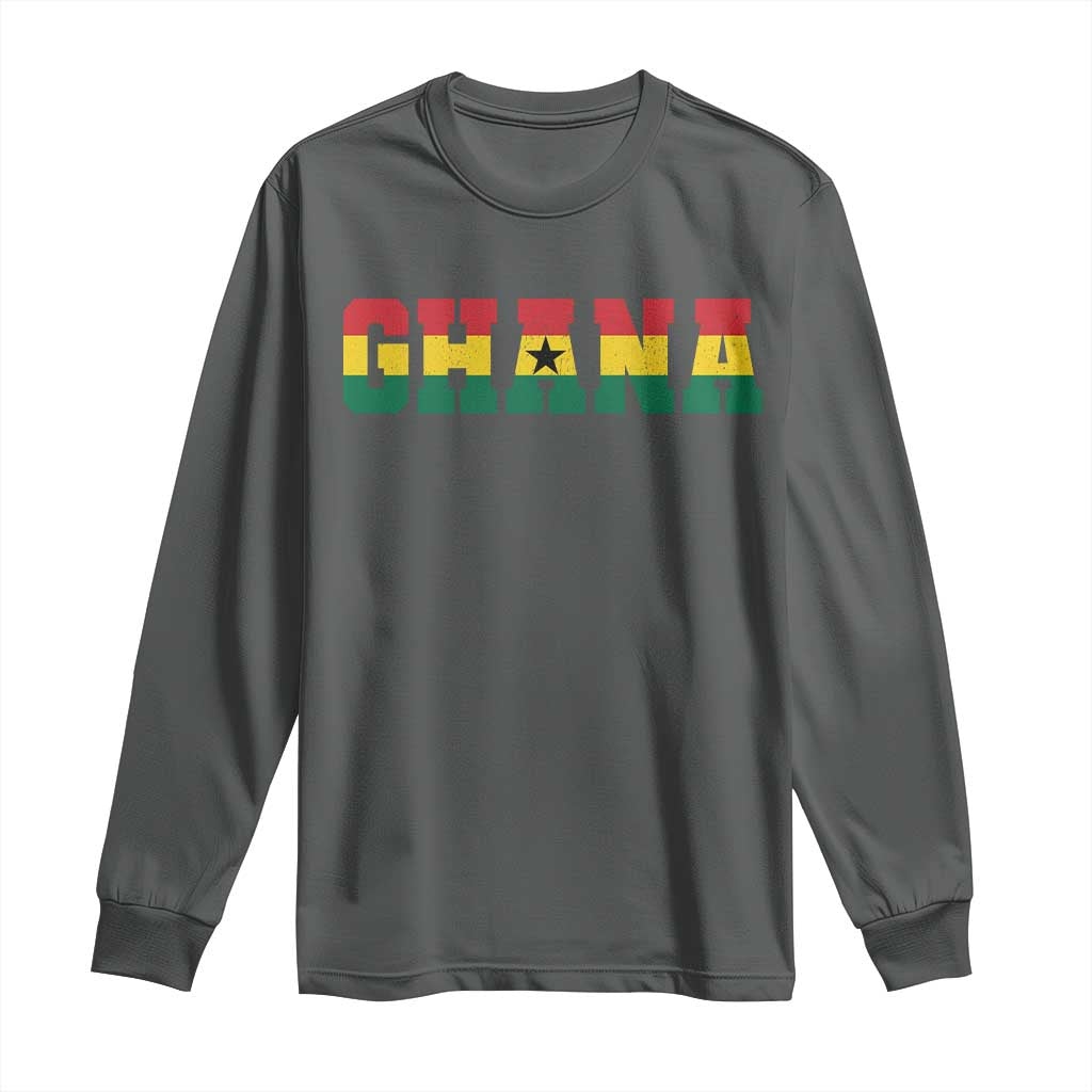 Ghana Flag Long Sleeve Shirt Varsity Lettering Design Ghanaian Pride Heritage Graphic