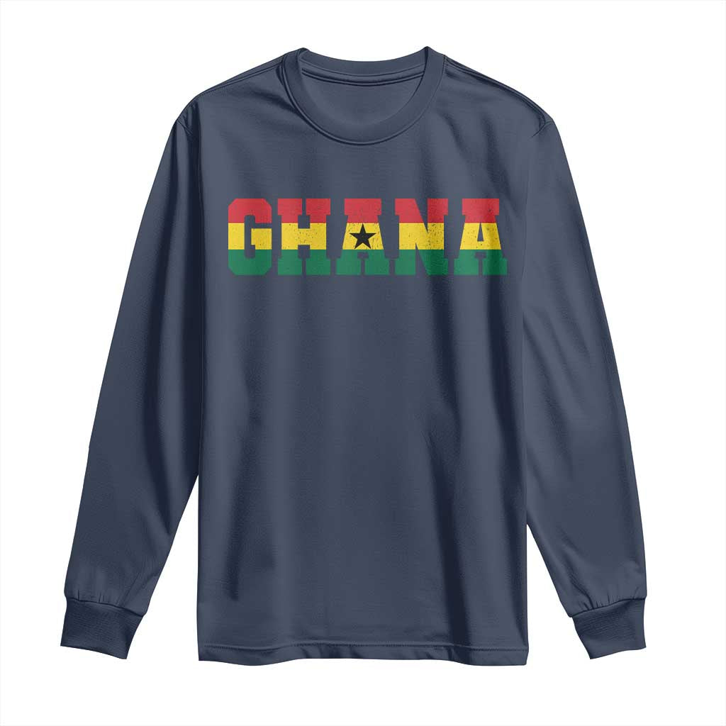 Ghana Flag Long Sleeve Shirt Varsity Lettering Design Ghanaian Pride Heritage Graphic