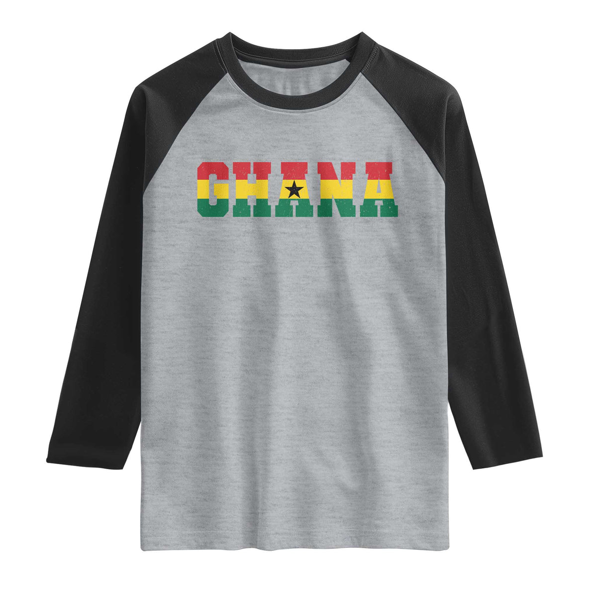 Ghana Flag Raglan Shirt Varsity Lettering Design Ghanaian Pride Heritage Graphic