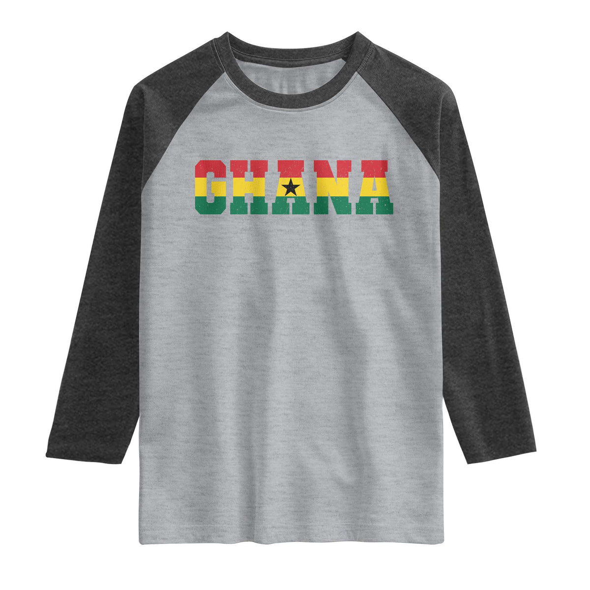 Ghana Flag Raglan Shirt Varsity Lettering Design Ghanaian Pride Heritage Graphic
