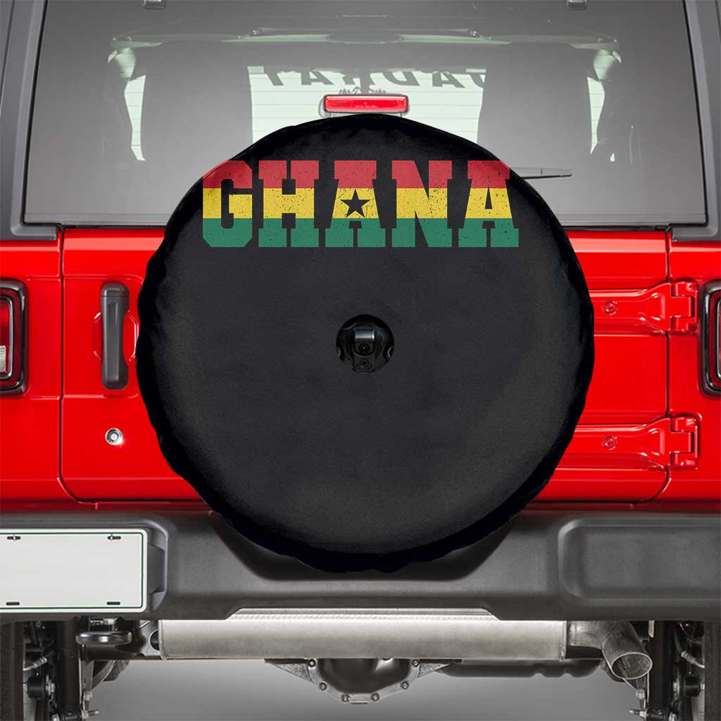 Ghana Flag Spare Tire Cover Varsity Lettering Design Ghanaian Pride Heritage Graphic