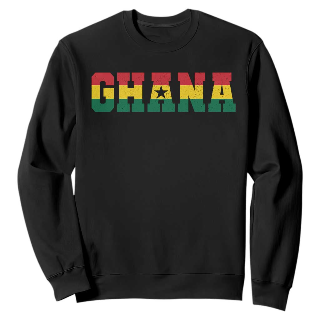 Ghana Flag Sweatshirt Varsity Lettering Design Ghanaian Pride Heritage Graphic