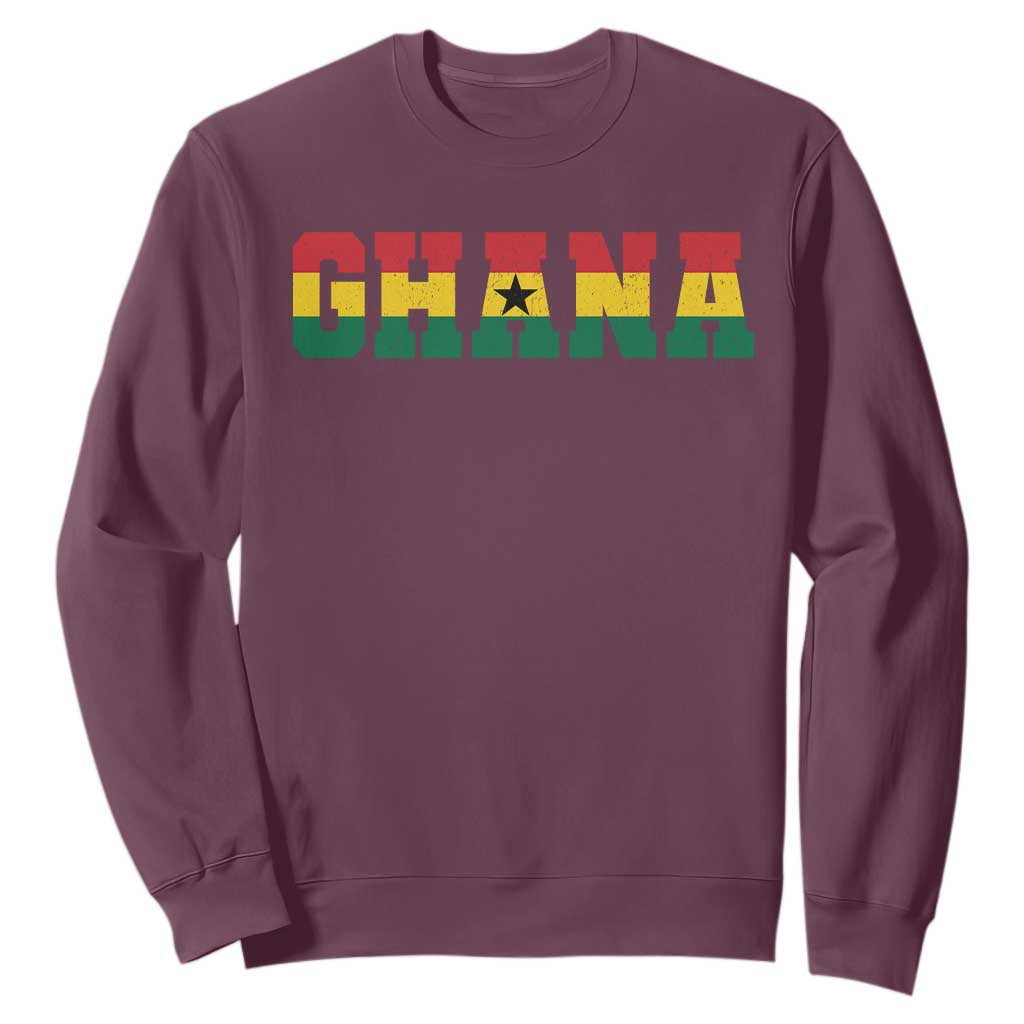 Ghana Flag Sweatshirt Varsity Lettering Design Ghanaian Pride Heritage Graphic