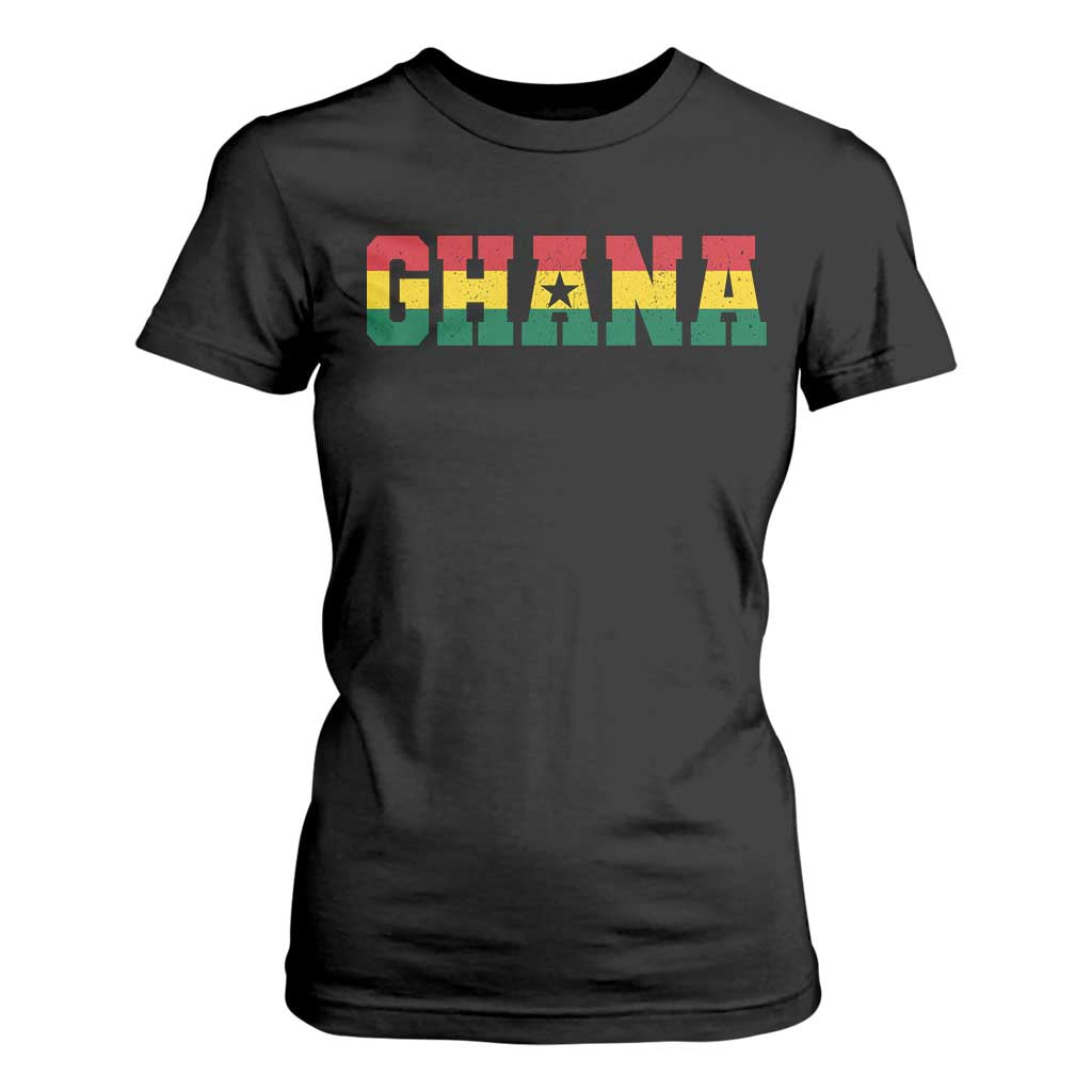 Ghana Flag T Shirt For Women Varsity Lettering Design Ghanaian Pride Heritage Graphic