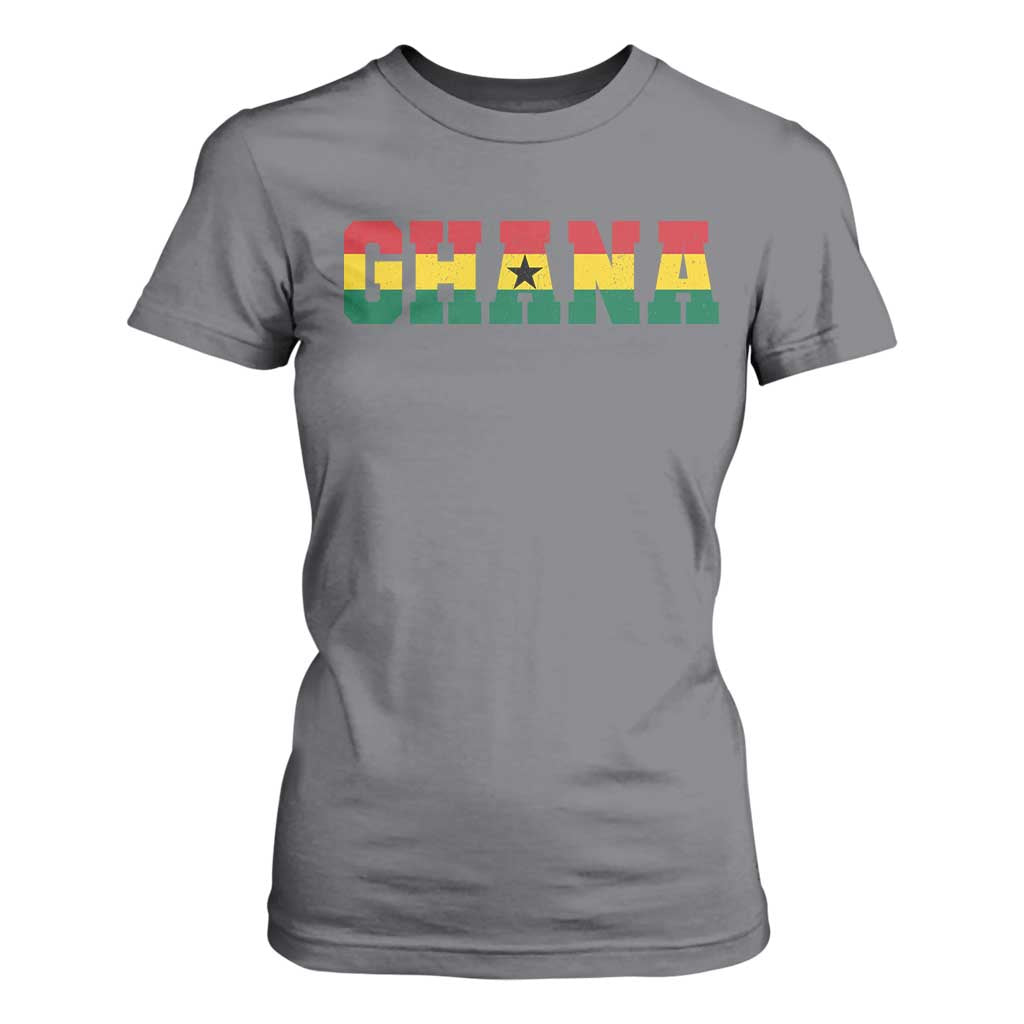 Ghana Flag T Shirt For Women Varsity Lettering Design Ghanaian Pride Heritage Graphic