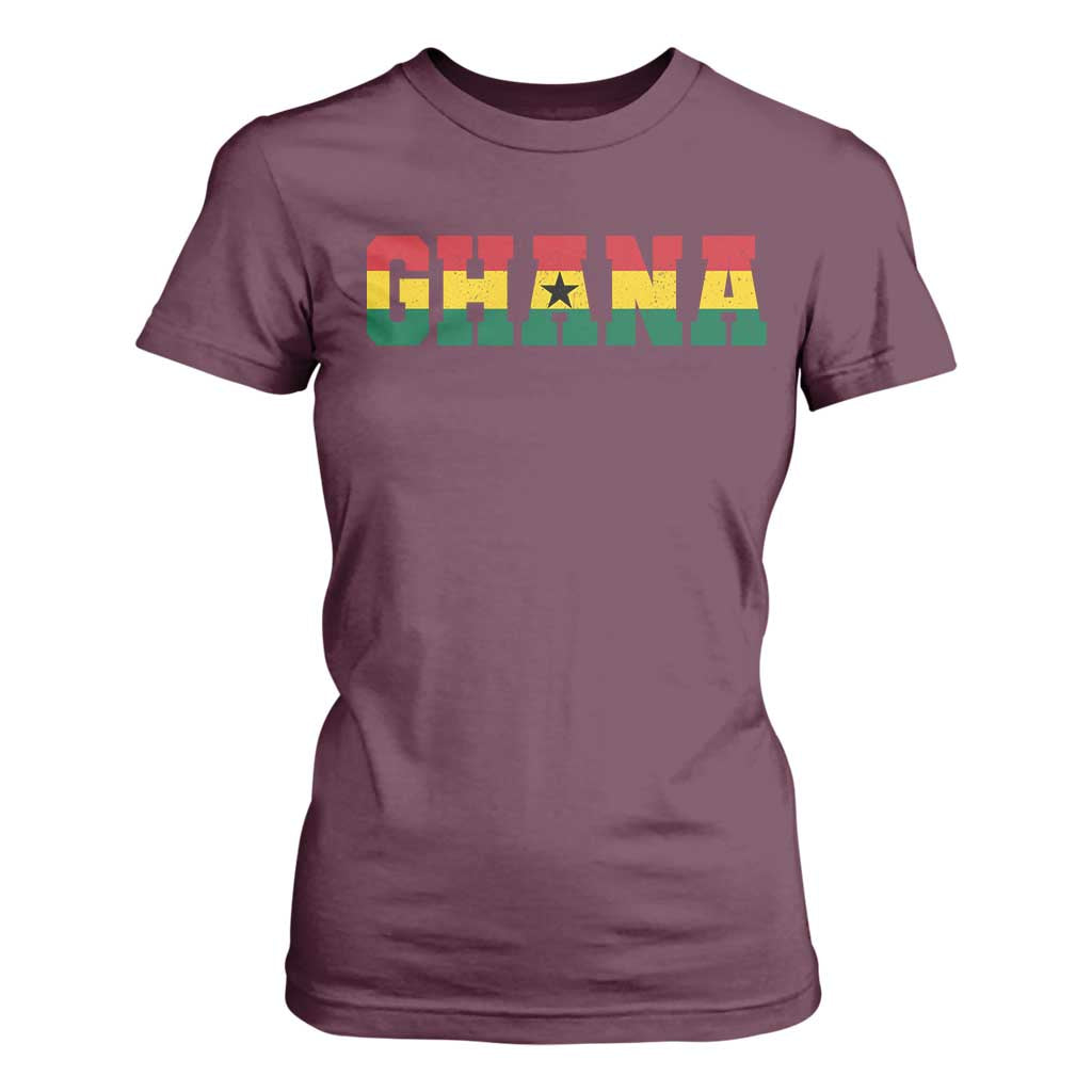 Ghana Flag T Shirt For Women Varsity Lettering Design Ghanaian Pride Heritage Graphic