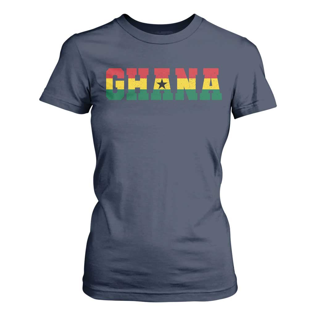 Ghana Flag T Shirt For Women Varsity Lettering Design Ghanaian Pride Heritage Graphic