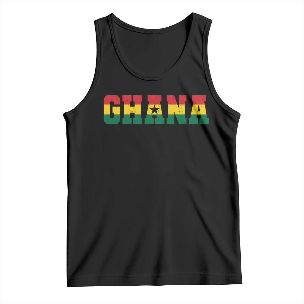 Ghana Flag Tank Top Varsity Lettering Design Ghanaian Pride Heritage Graphic