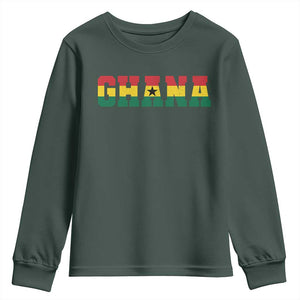 Ghana Flag Youth Sweatshirt Varsity Lettering Design Ghanaian Pride Heritage Graphic