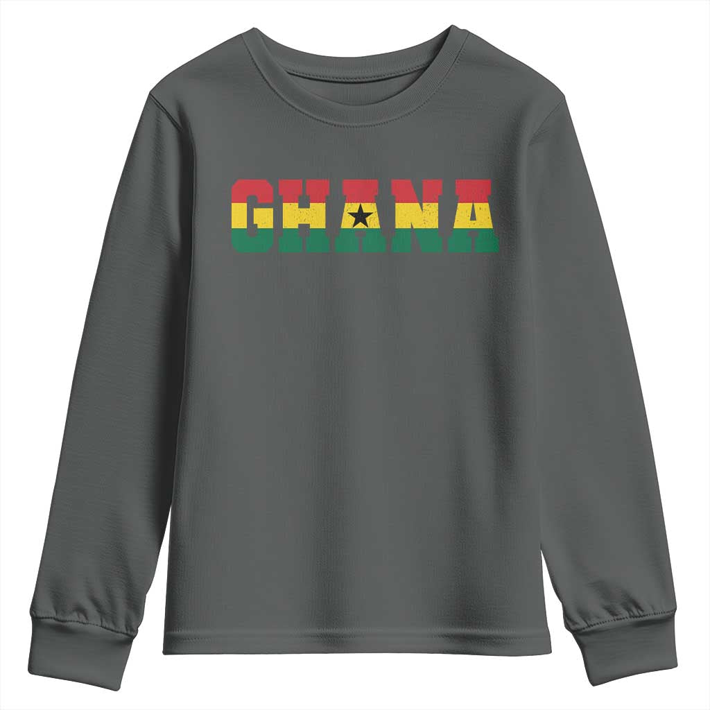Ghana Flag Youth Sweatshirt Varsity Lettering Design Ghanaian Pride Heritage Graphic