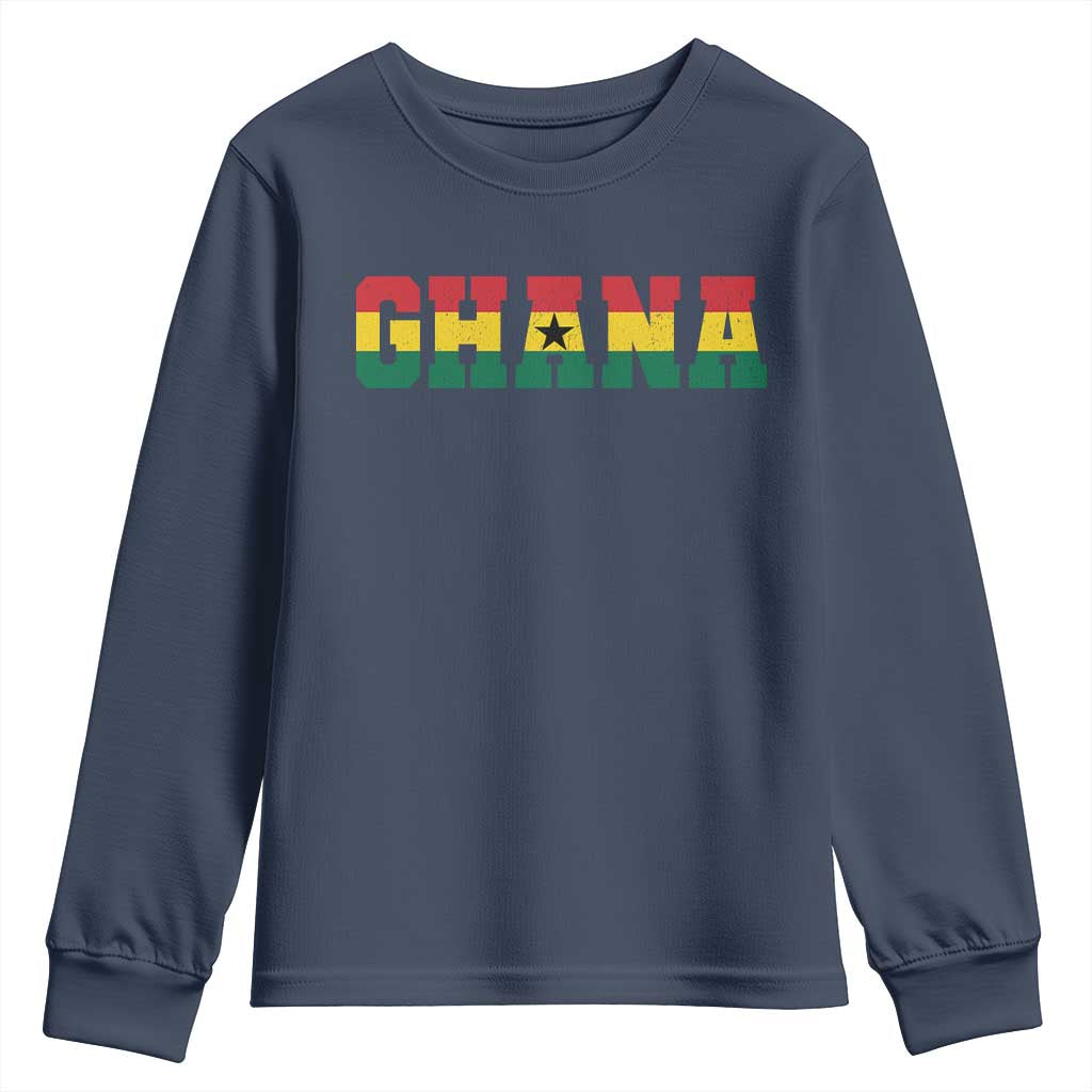 Ghana Flag Youth Sweatshirt Varsity Lettering Design Ghanaian Pride Heritage Graphic