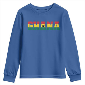 Ghana Flag Youth Sweatshirt Varsity Lettering Design Ghanaian Pride Heritage Graphic