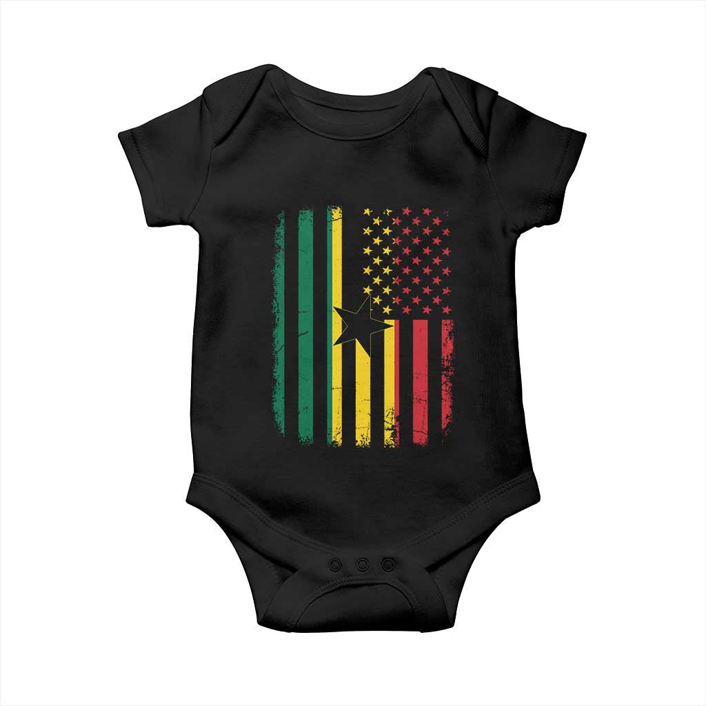 Ghana American Flag Baby Onesie Vintage Ghanaian Pride Heritage Graphic for Ghanaian Americans