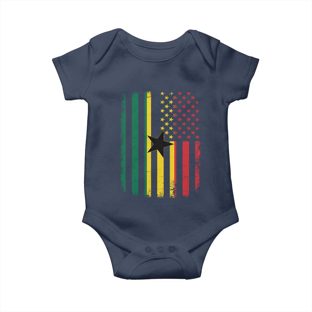 Ghana American Flag Baby Onesie Vintage Ghanaian Pride Heritage Graphic for Ghanaian Americans