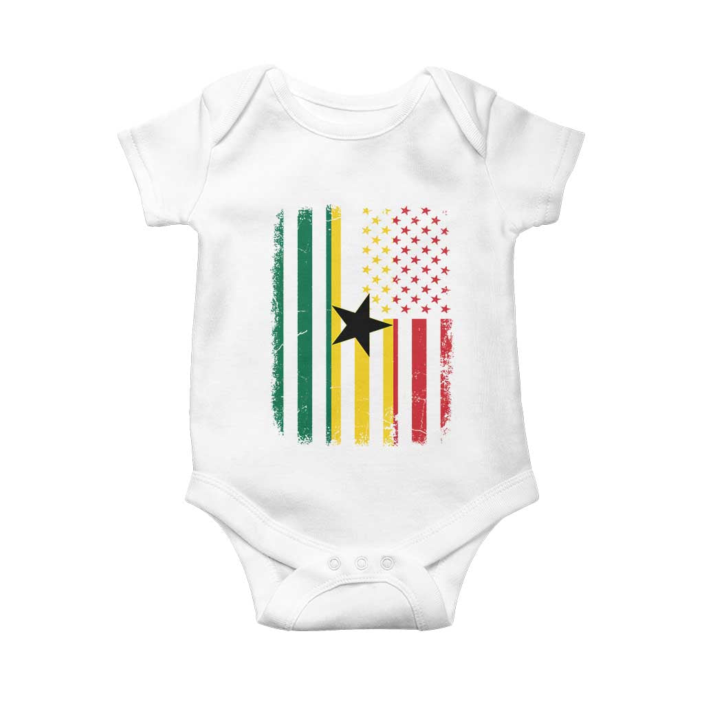 Ghana American Flag Baby Onesie Vintage Ghanaian Pride Heritage Graphic for Ghanaian Americans