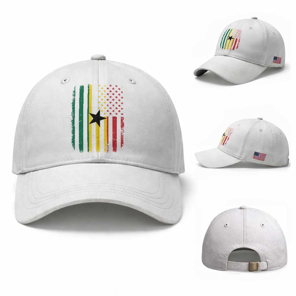 Ghana American Flag Baseball Cap Vintage Ghanaian Pride Heritage Graphic for Ghanaian Americans